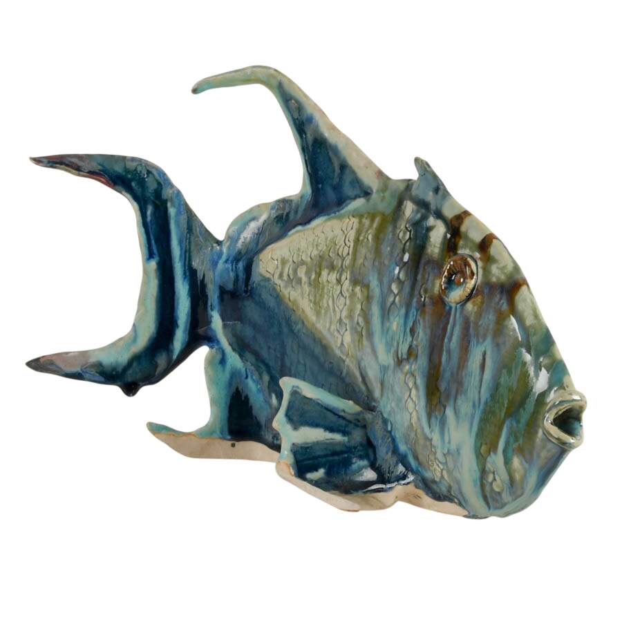 Signed Harry Guthrie Phillips Ceramic Fish Sculpture-2