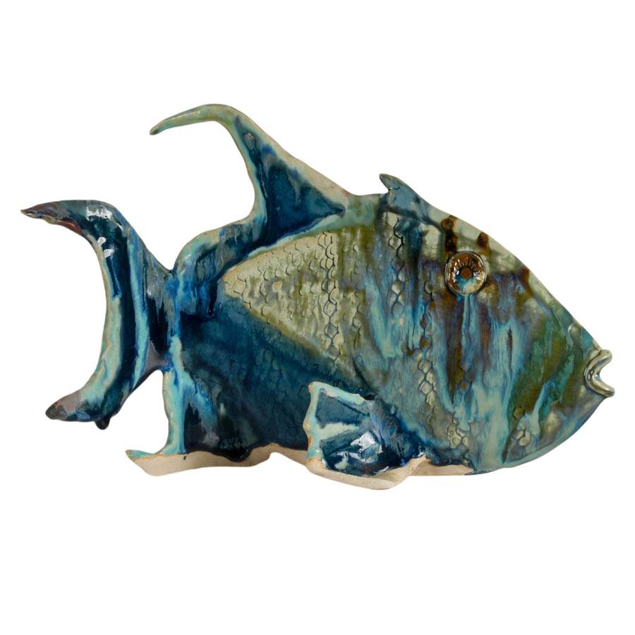 Signed Harry Guthrie Phillips Ceramic Fish Sculpture-1