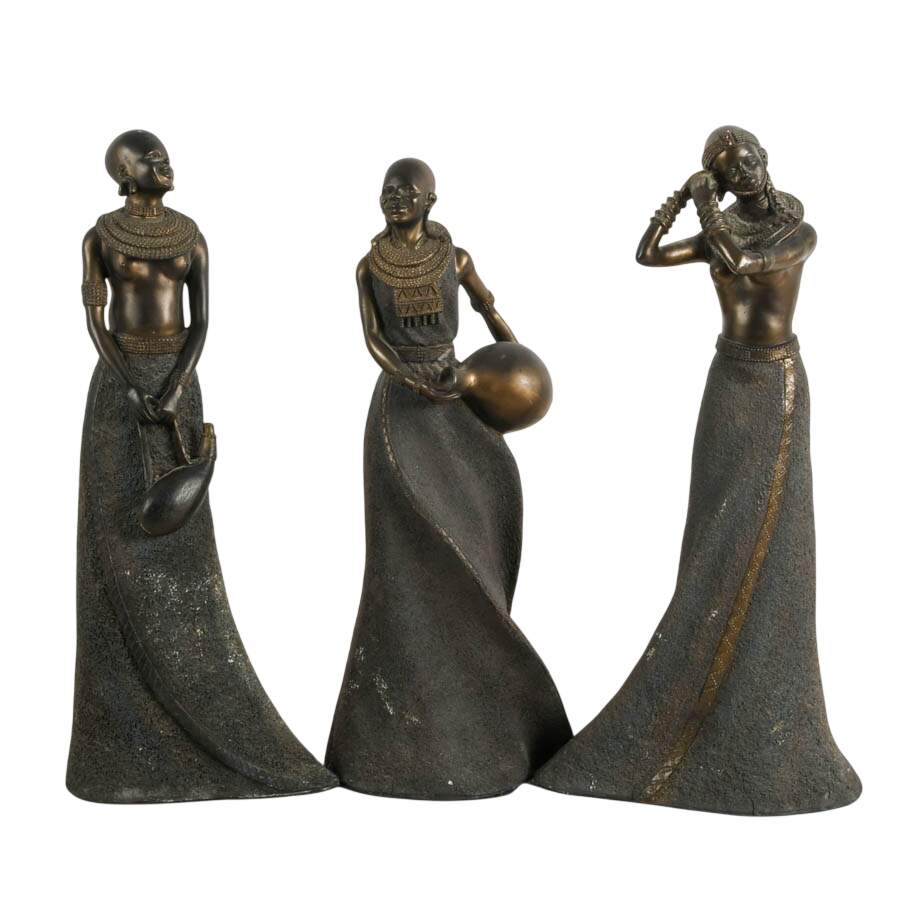 Set of Three Soul Journeys Maasai Collection Resin Figures by Stacey Bayne-2