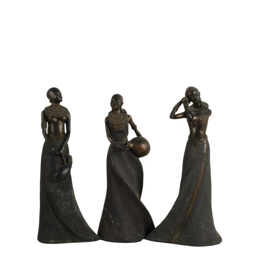 Set of Three Soul Journeys Maasai Collection Resin Figures by Stacey Bayne-1