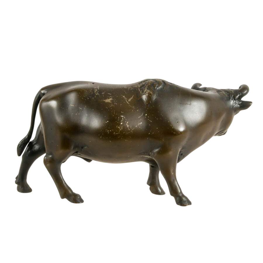 Cold Painted Spelter Bull Figure-4