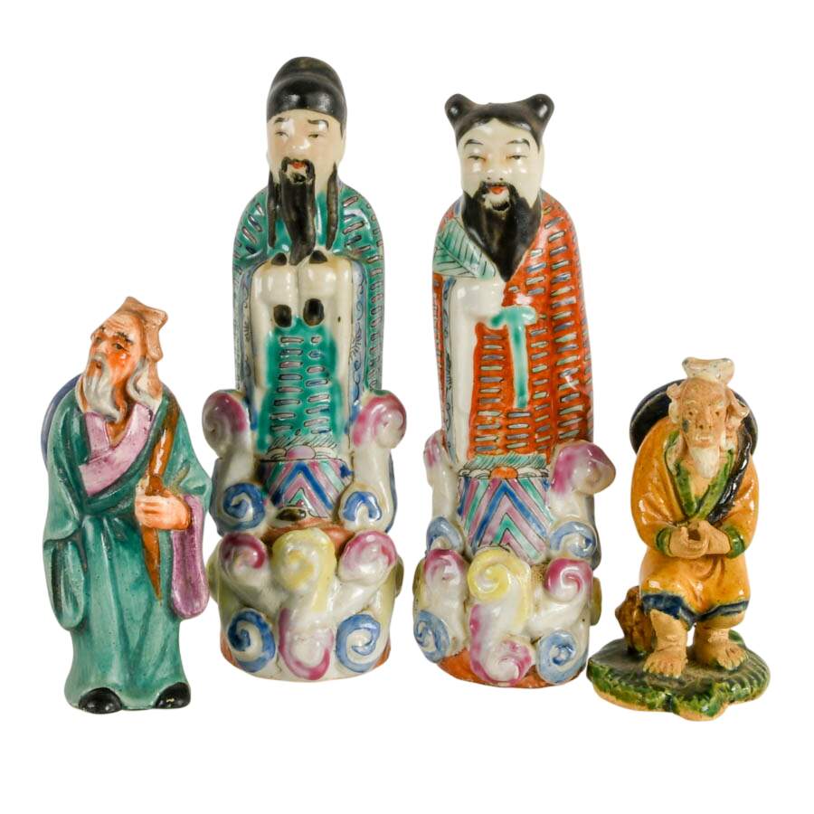 Set of Four Vintage Chinese Export Men of Wisdom Figures-1