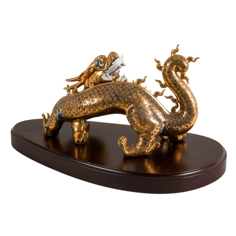 Antique Chinese Ceramic Dragon on Base-5