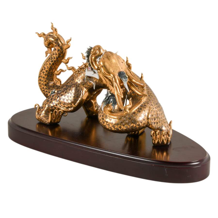 Antique Chinese Ceramic Dragon on Base-2