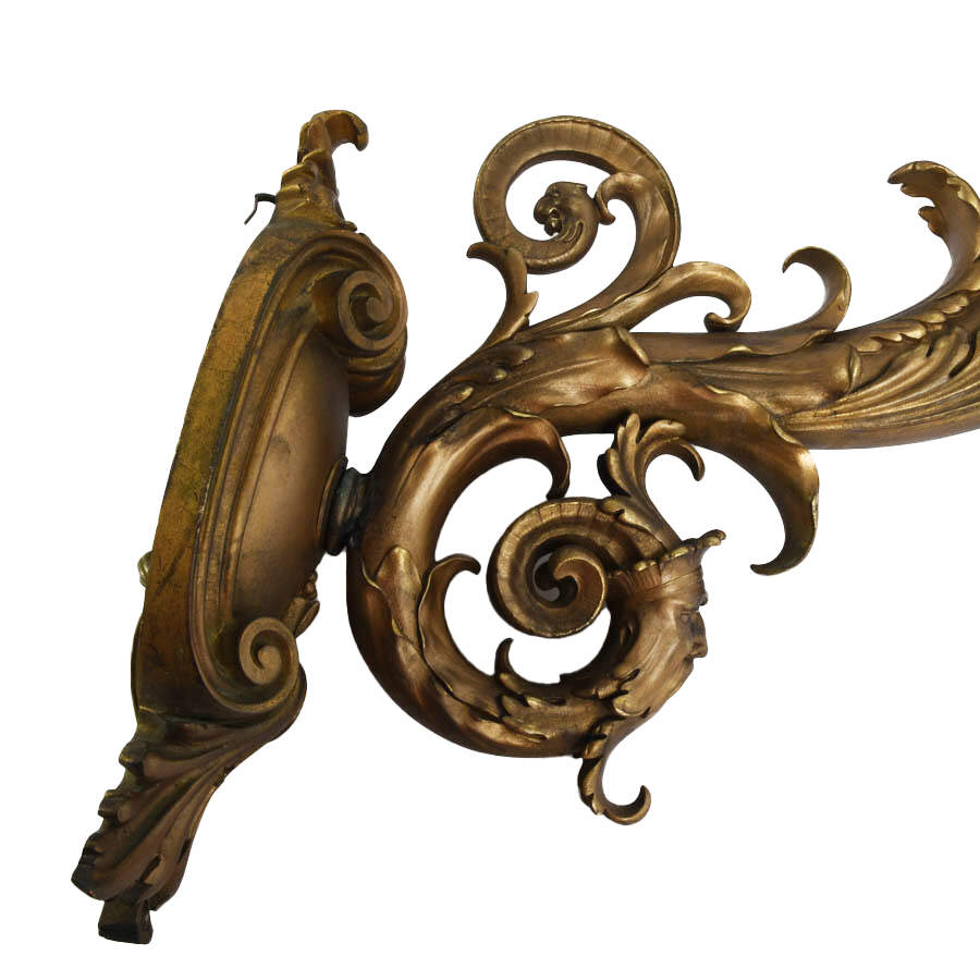 Pair of Architectural Gilt Bronze Figural Candle Wall Sconces-2
