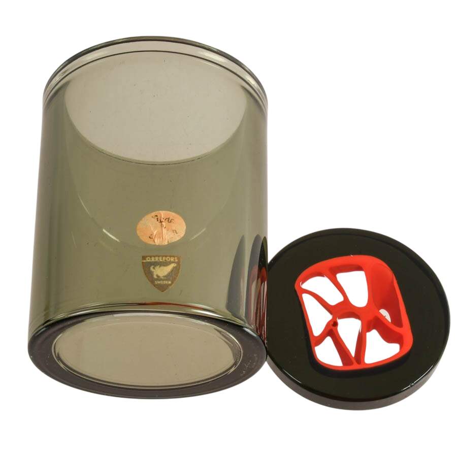 Mid-Century Orrefors Abstract Glass Jar-7