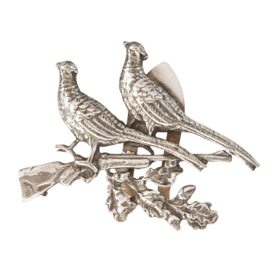 Set of Four Ari D. Norman Sterling Pheasant and Rifle Card Holders-4