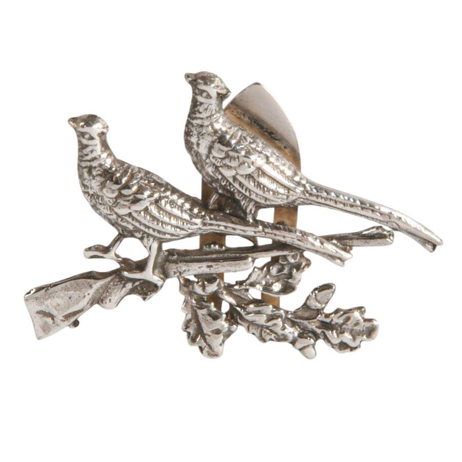 Set of Four Ari D. Norman Sterling Pheasant and Rifle Card Holders-3