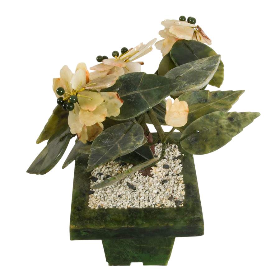 Vintage Chinese Carved Jade Bonsai Tree-3