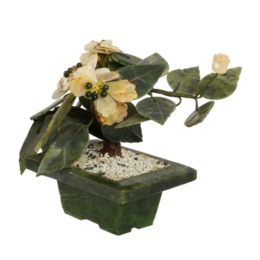 Vintage Chinese Carved Jade Bonsai Tree-2