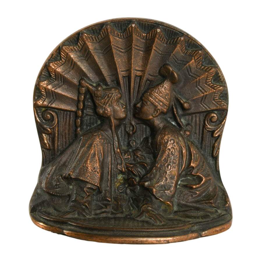 Pair of Bron-Met 1920s Art Deco "Siam Kissing Couple" Bookends-3