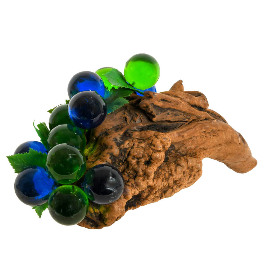 Lucite and Natural Wood Decorative Grape Sculpture-2