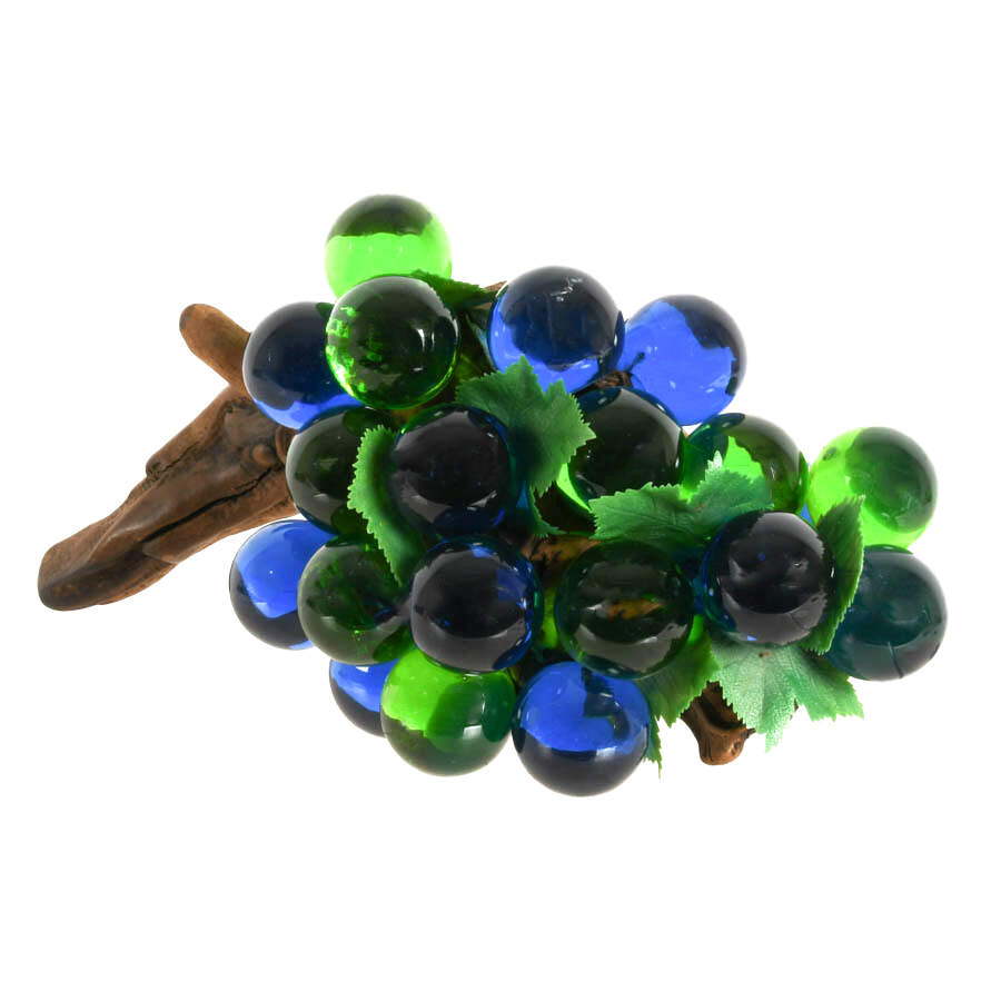 Lucite and Natural Wood Decorative Grape Sculpture-1