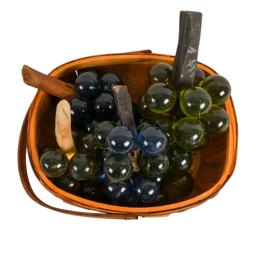 Vintage Decorative Acrylic Grape Clusters in Basket-2