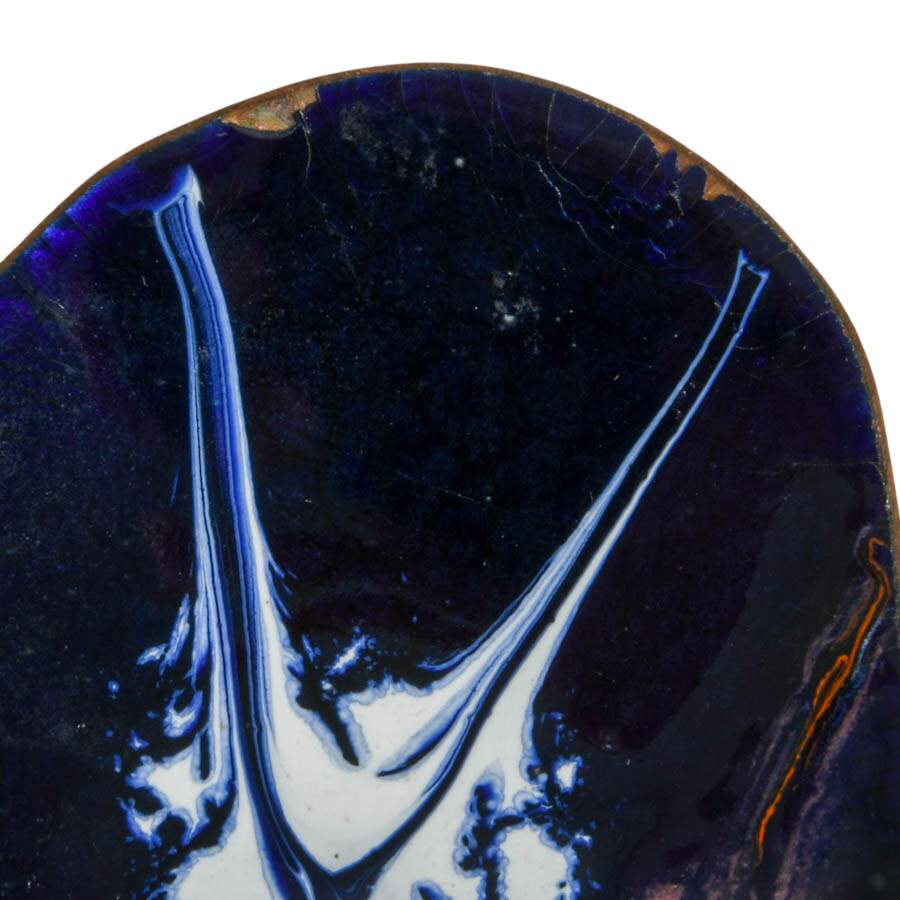 Three-Piece Mid-Century Modern Swirled Enamel on Copper Dishes and Ashtray-7