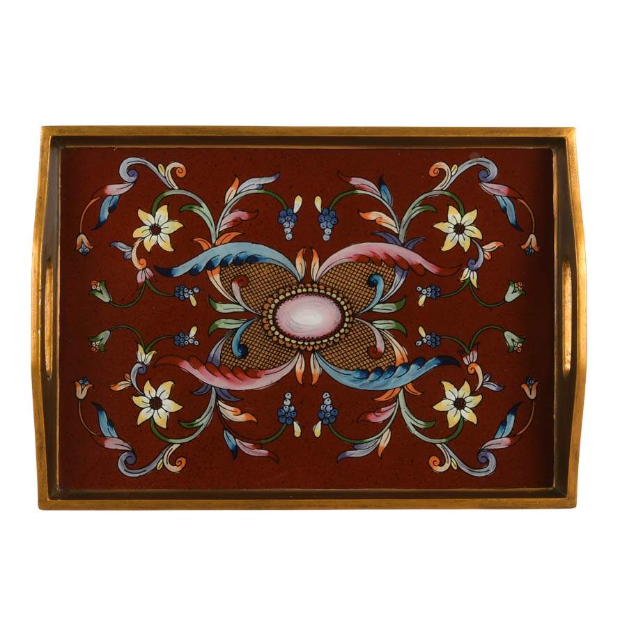Ornamental Hand-Painted Wood Serving Tray by Art by Hand-4