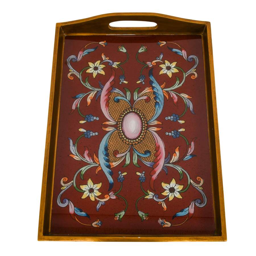 Ornamental Hand-Painted Wood Serving Tray by Art by Hand-3