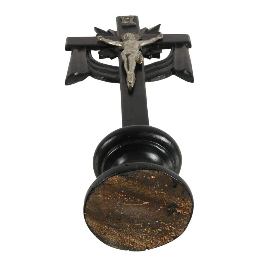Antique Black Forest Carved Wood Standing Altar Cross-7
