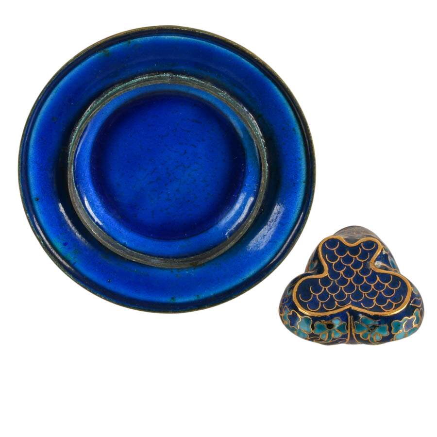 Two-Piece Chinese Brass Cloisonné Pieces-8
