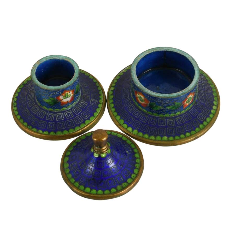 Two-Piece Chinese Brass Cloisonné Pieces-7
