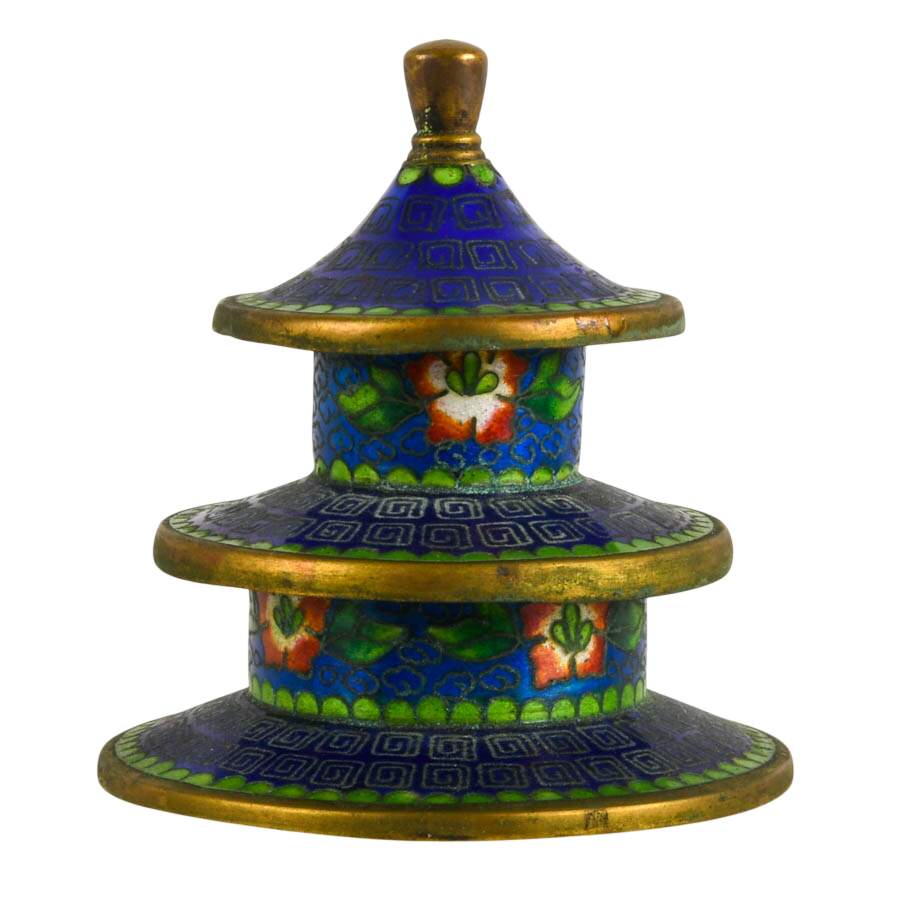Two-Piece Chinese Brass Cloisonné Pieces-6
