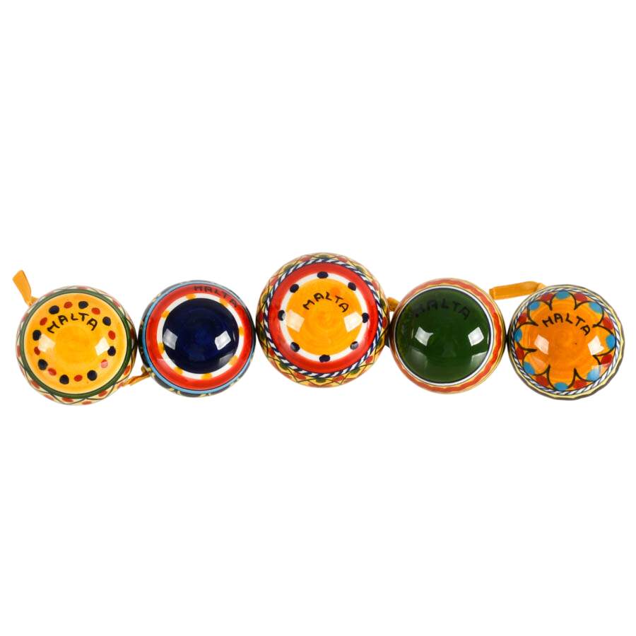 Five Hand-Painted Maltese Geometric Seasonal Ornaments-5