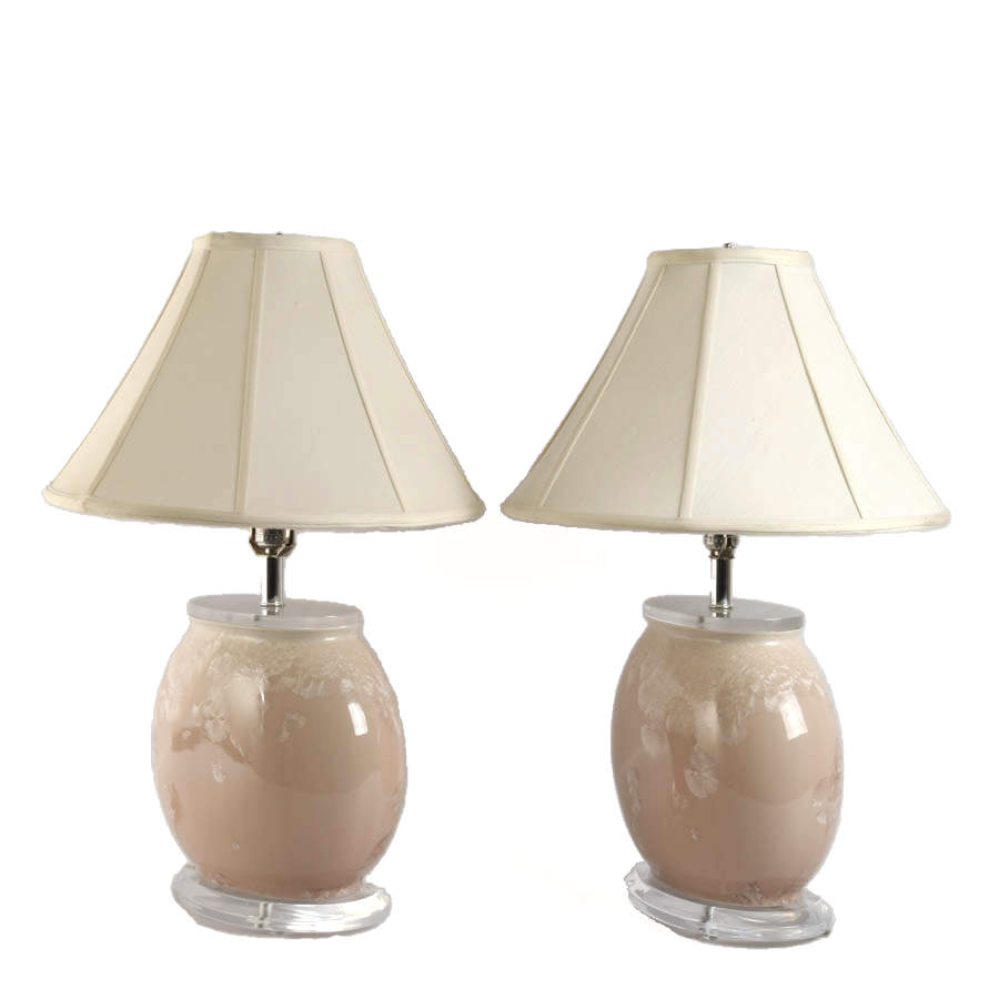 Pair Pâte-de-verre and Acrylic Table Lamps-4