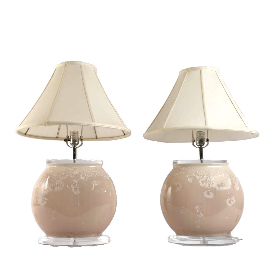 Pair Pâte-de-verre and Acrylic Table Lamps-3