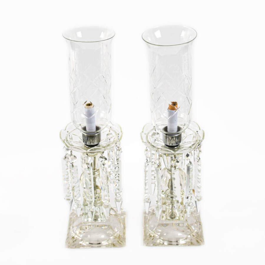 Pair of Crystal Hurricane Table Lamps-3