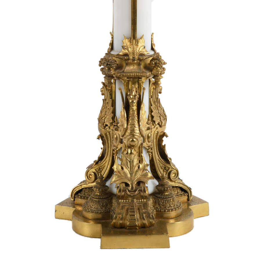 Antique English Gilt Bronze and Case Glass Figural Table Lamp-2