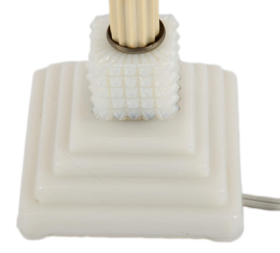 Pair of Art Deco Milk Glass Boudoir Lamps-3