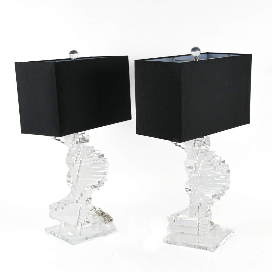 Pair of Springer-Style Lucite Acrylic Lamps-3