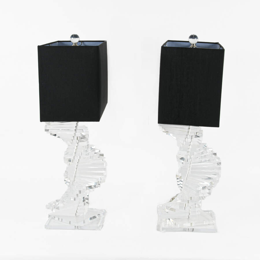 Pair of Springer-Style Lucite Acrylic Lamps-2
