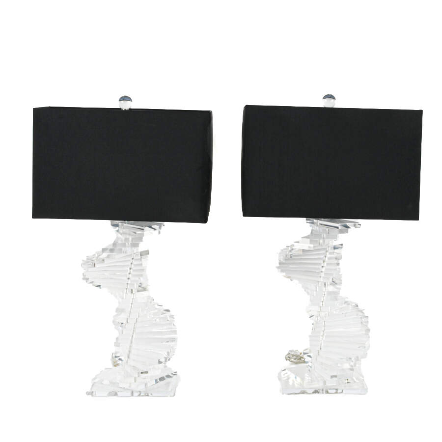 Pair of Springer-Style Lucite Acrylic Lamps-1