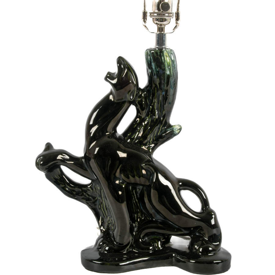 Mid-Century Modern Black Panther Table Lamp-2