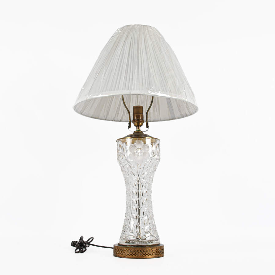 Cut Crystal and Brass Table Lamp-5