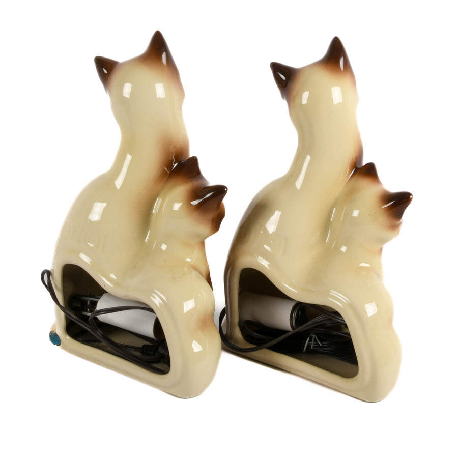 Pair of Mid-Century Modern Kron Siamese Kitten TV Lamps-3