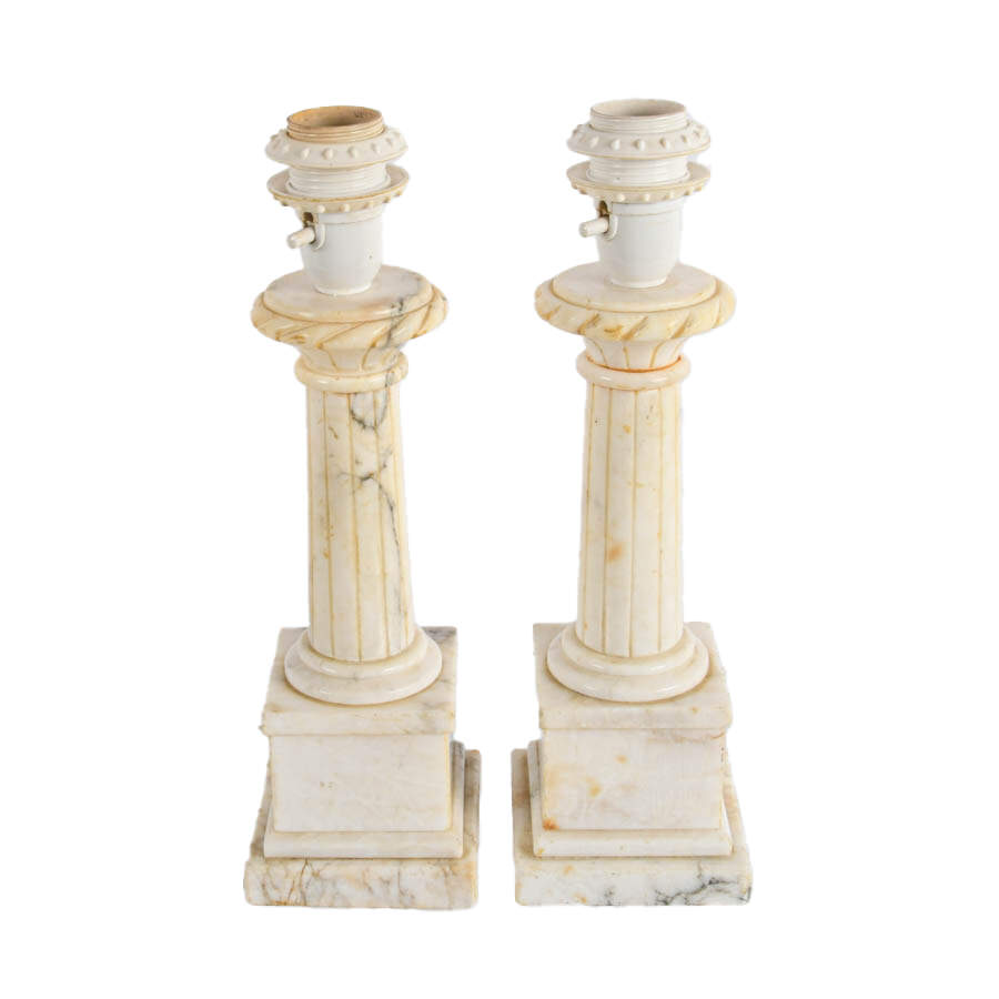 Pair of Corinthian-Style Marble Table Lamps-2