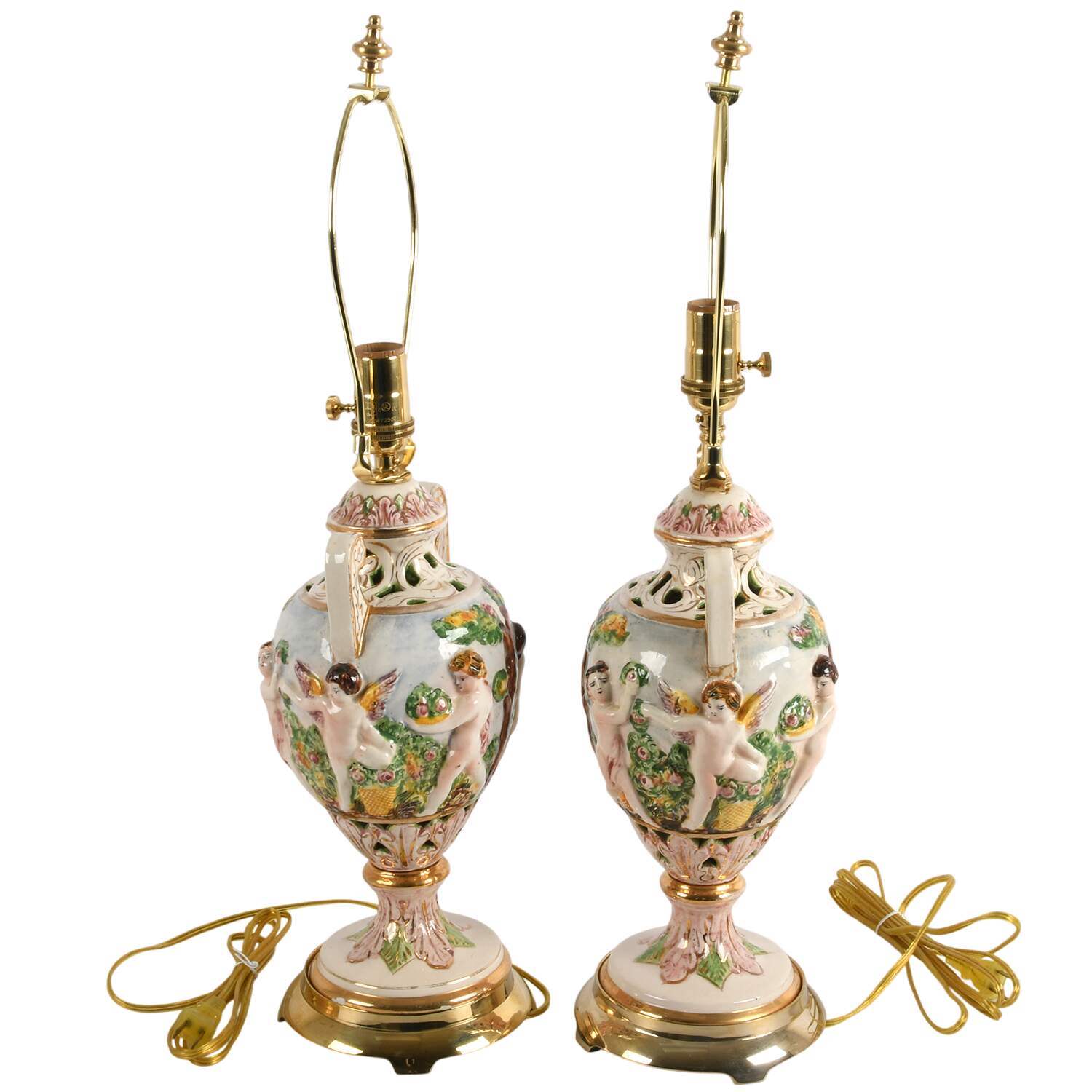 Pair of Porcelain Capodimonte Table Lamps-7