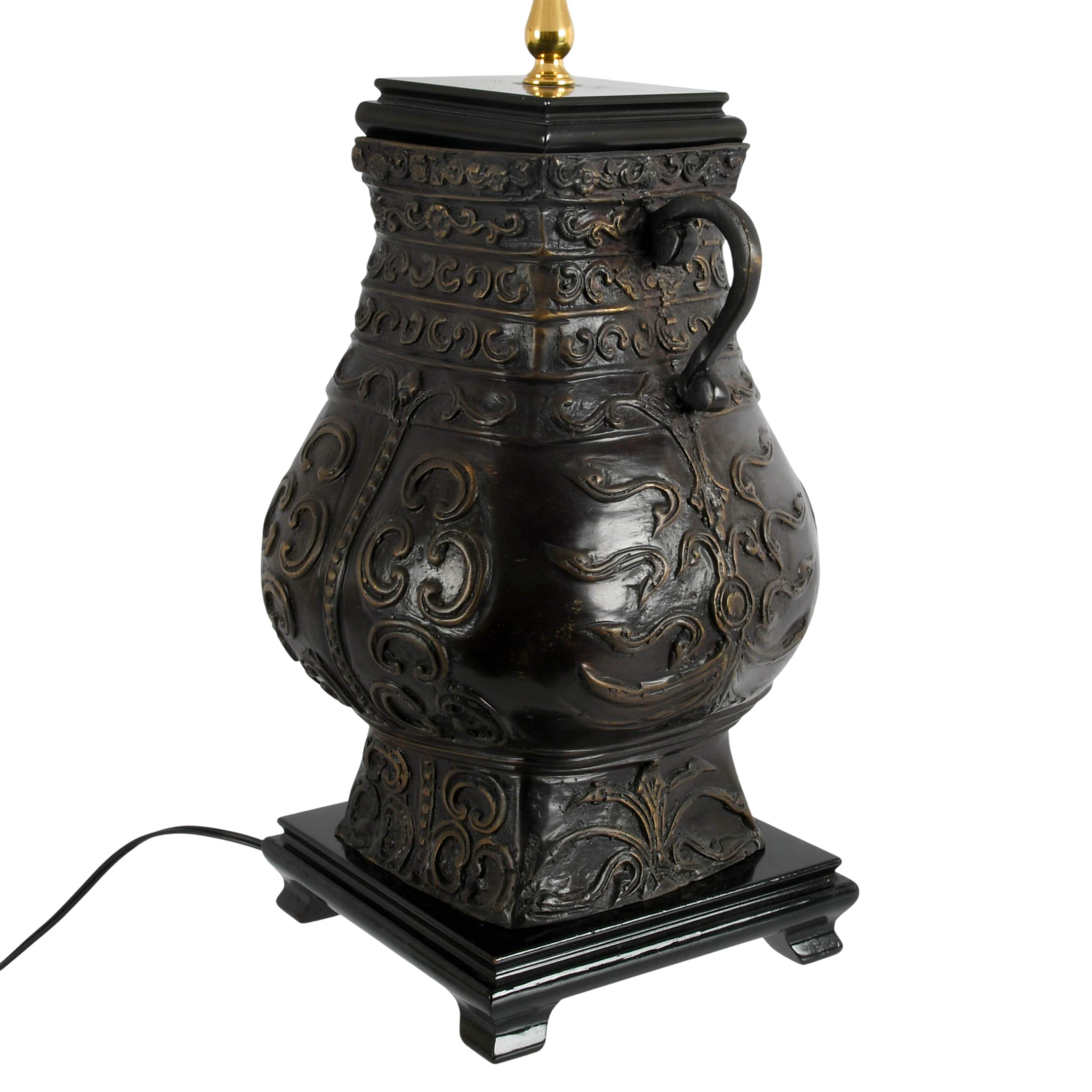 Converted Bronze Chinese Urn Lamp on Stand-6