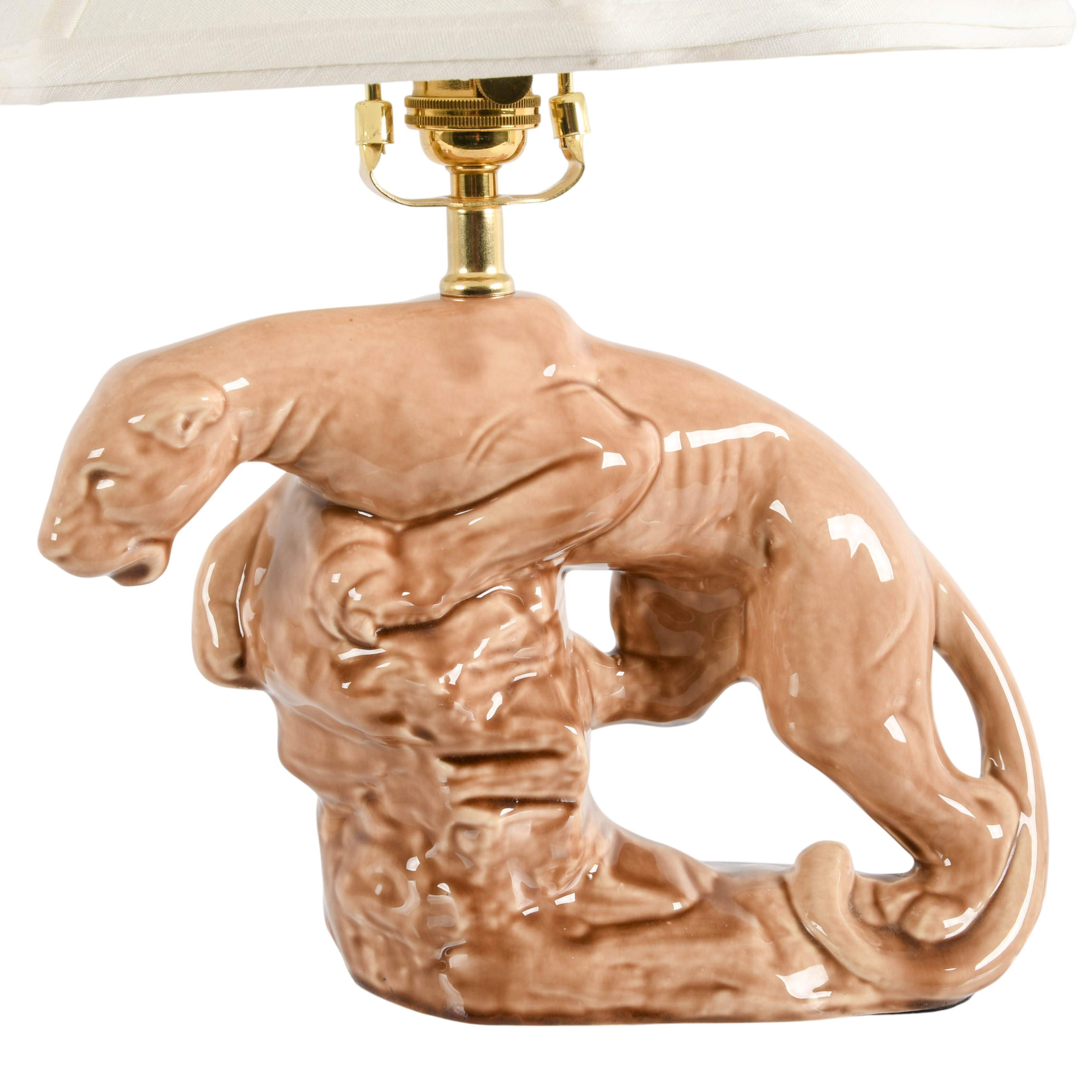 Mid-Century Modern Ceramic Panther TV Table Lamp-4