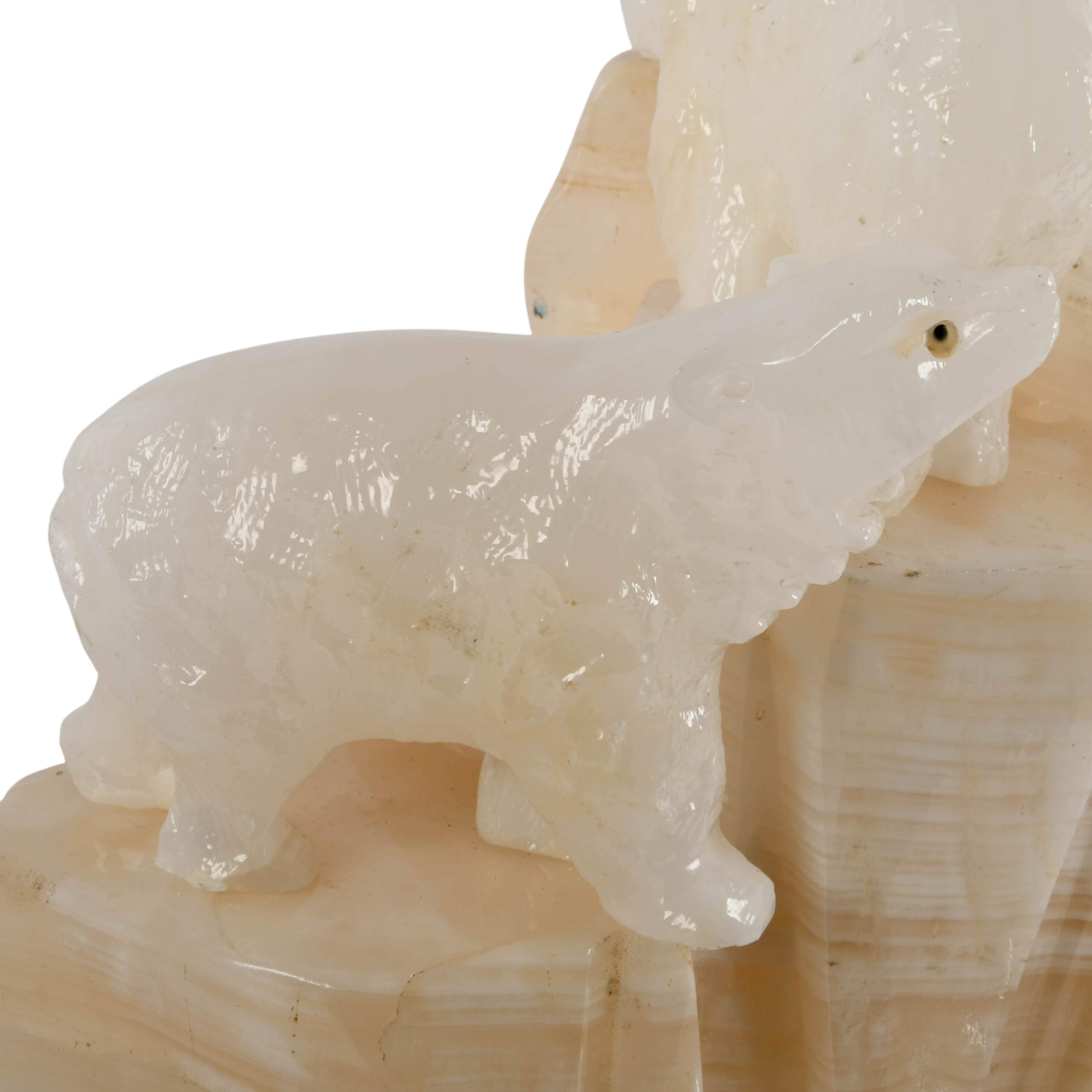 Art Deco Carved Alabaster and Onyx Polar Bear TV Table Lamp-6