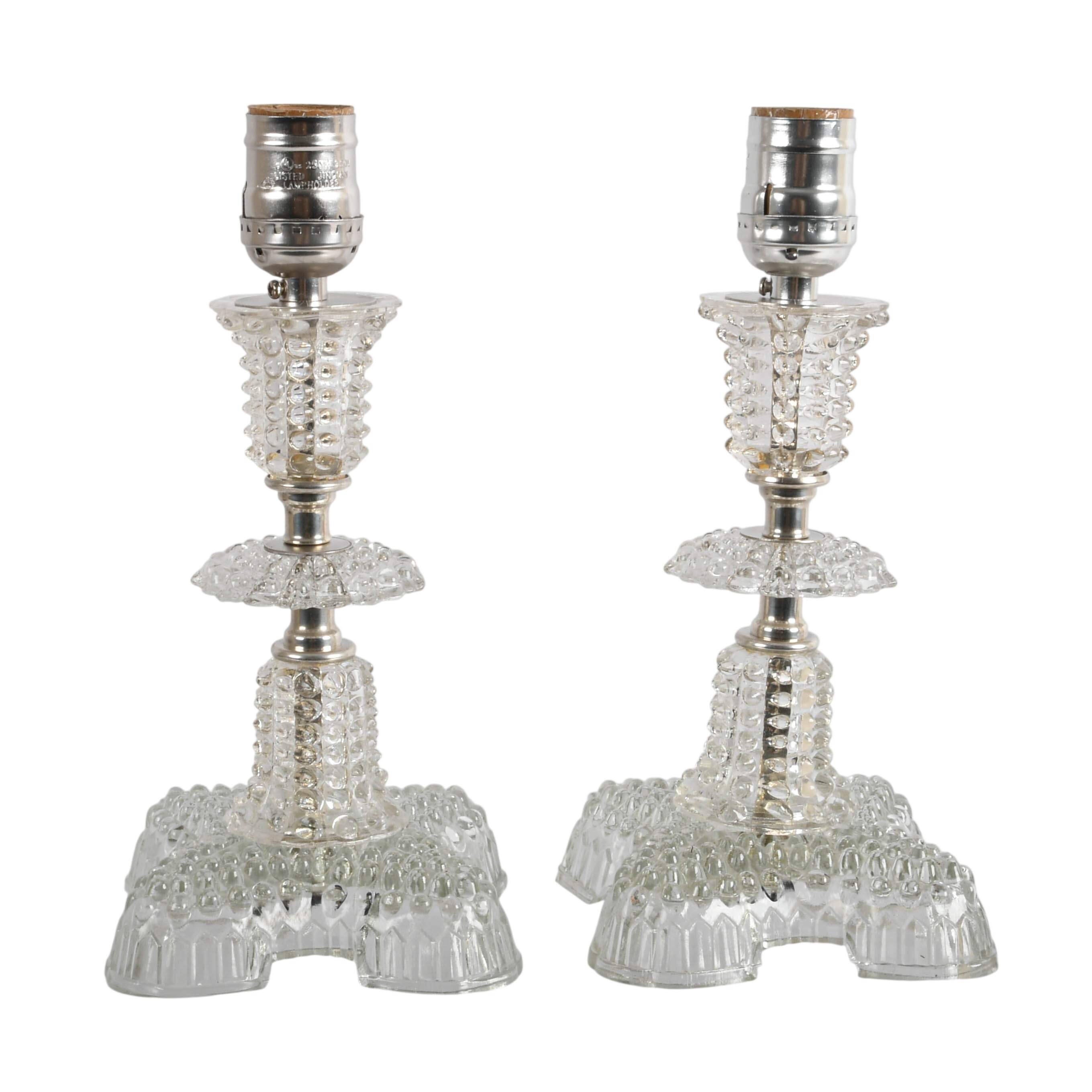 Pair of Pressed Crystal Boudoir Lamps-1