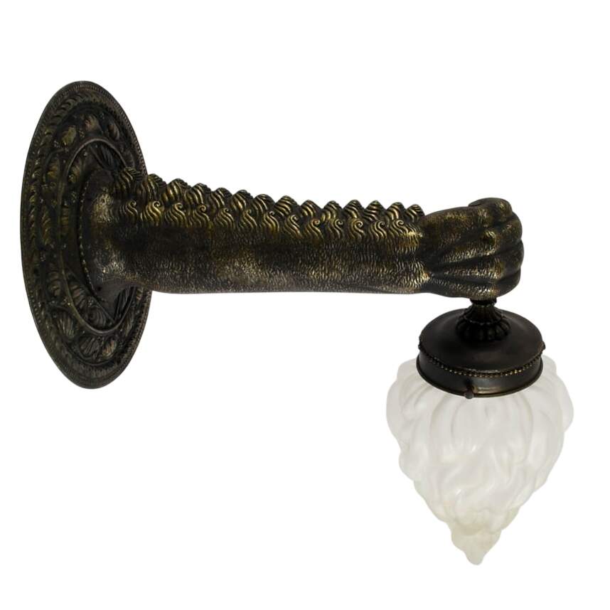 Ornate Cast Iron Figural Hand Form Wall Sconce-7