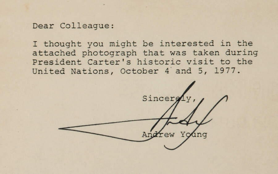 Autographed Andrew Young Letter and President Jimmy Carter Photograph-4