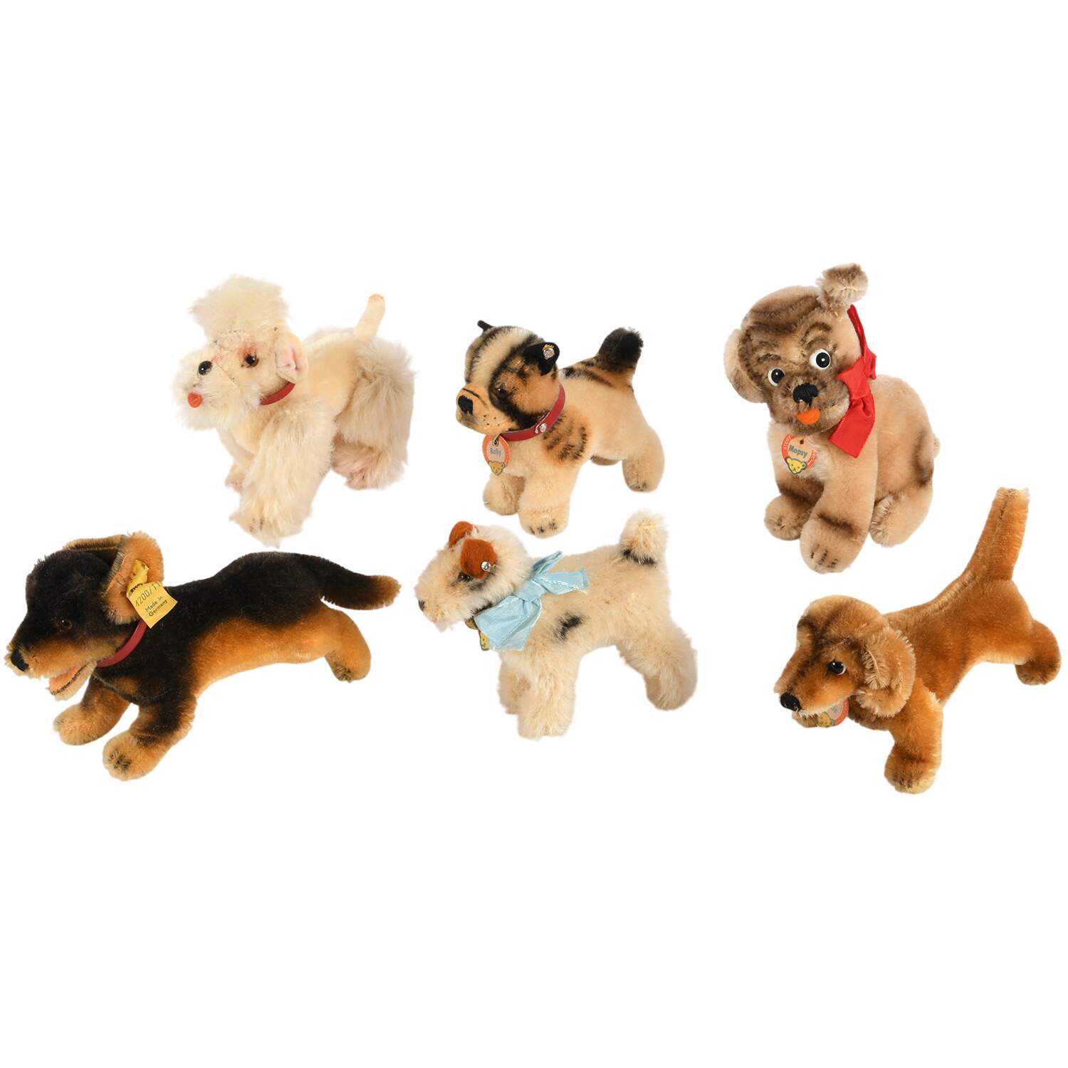 Set of Six Steiff Miniature Plush Dog Toys-1