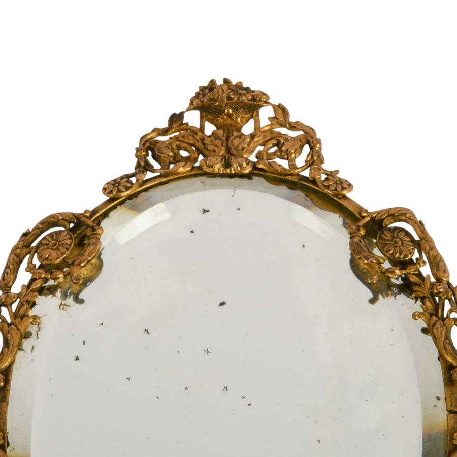 Antique French Empire-Style Doré Bronze Hand Mirror-2