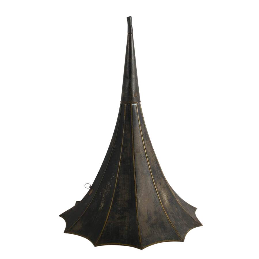 Antique Morning Glory Phonograph Horn by Tea Tray Co.-4