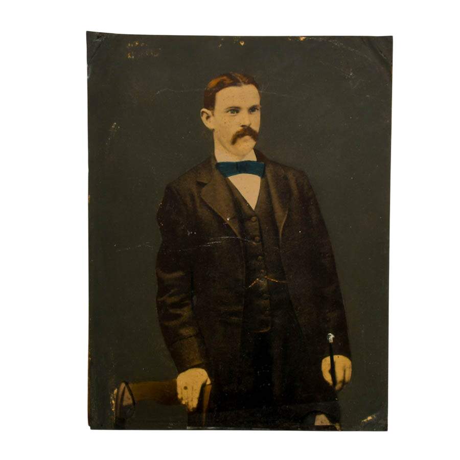 Pair of Hand-Painted Tintype Patrick and Julia Dempsey on their Wedding Day-5