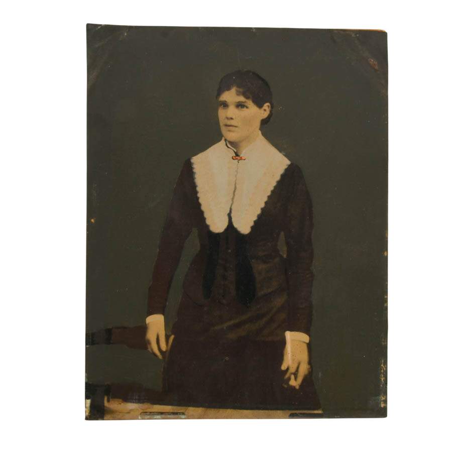 Pair of Hand-Painted Tintype Patrick and Julia Dempsey on their Wedding Day-4